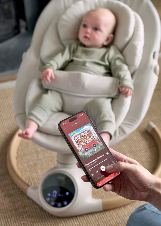Mamas & Papas Alto Smart Baby Swing, Touchscreen, Multi Speed, Melodies, Bluetooth and Remote Control - Cashmere
