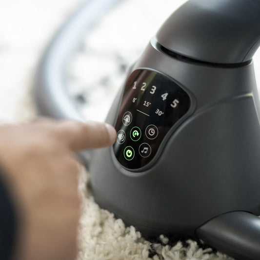 Maxi-Cosi Cassia Electric Baby Swing Chair, 0–6 Months, max 9kg, Baby Rocker, 12 melodies, 360° Seat Rotation, Automatic Motion Detection, 5 Swinging Speeds, 2 Recline Positions, Classic Beige